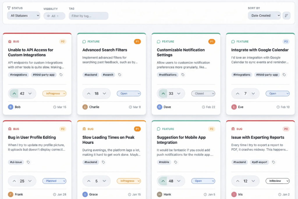 Feedback Home Dashboard Preview